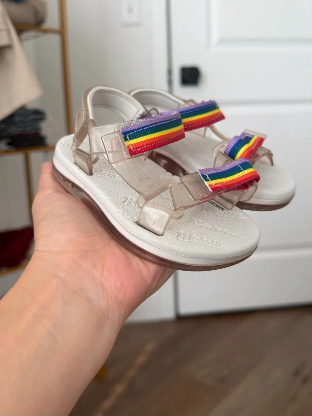 Mini Melissa x Rider Clear Sandals Rainbow Straps Size 7c Toddler Girl